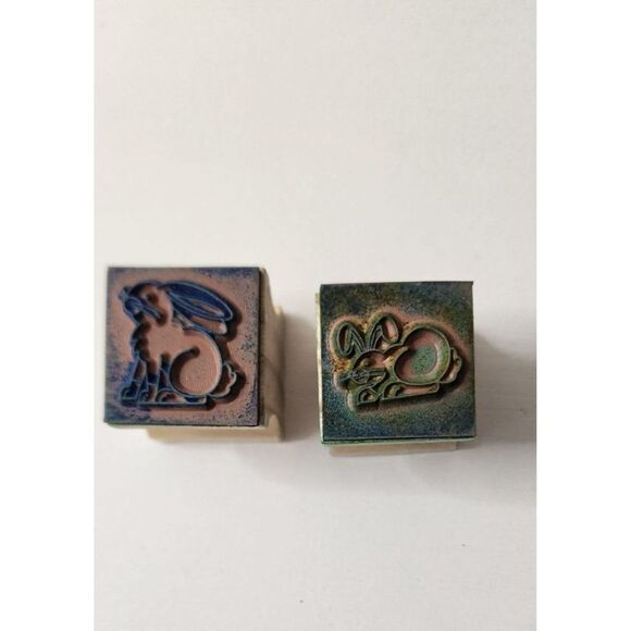 Set of 2 Rabbit Rubber Stamps for Crafting - Picture 2 of 3